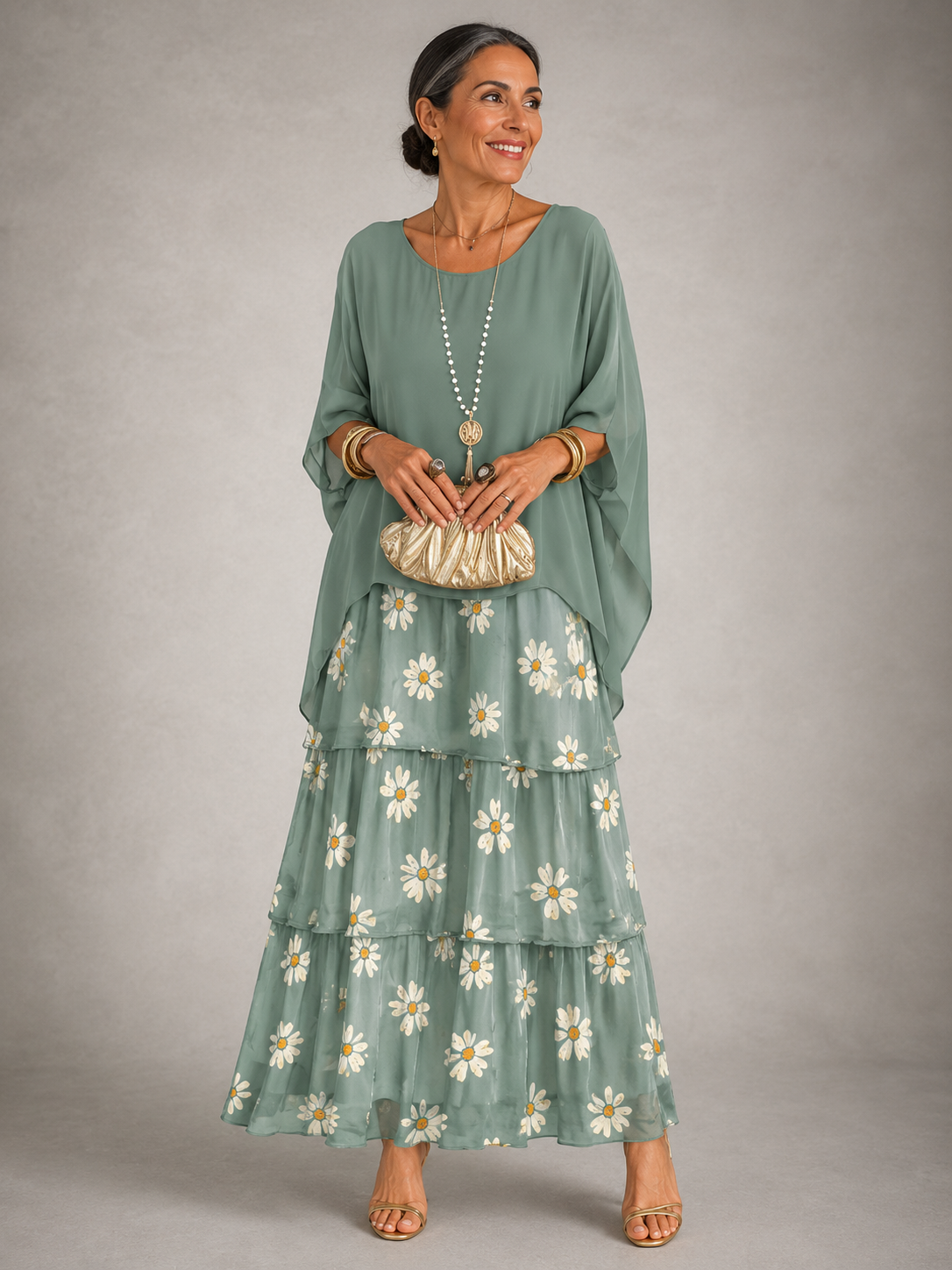Lara | Vestido Maxi Fluido en Capas, Elegante y Cómodo