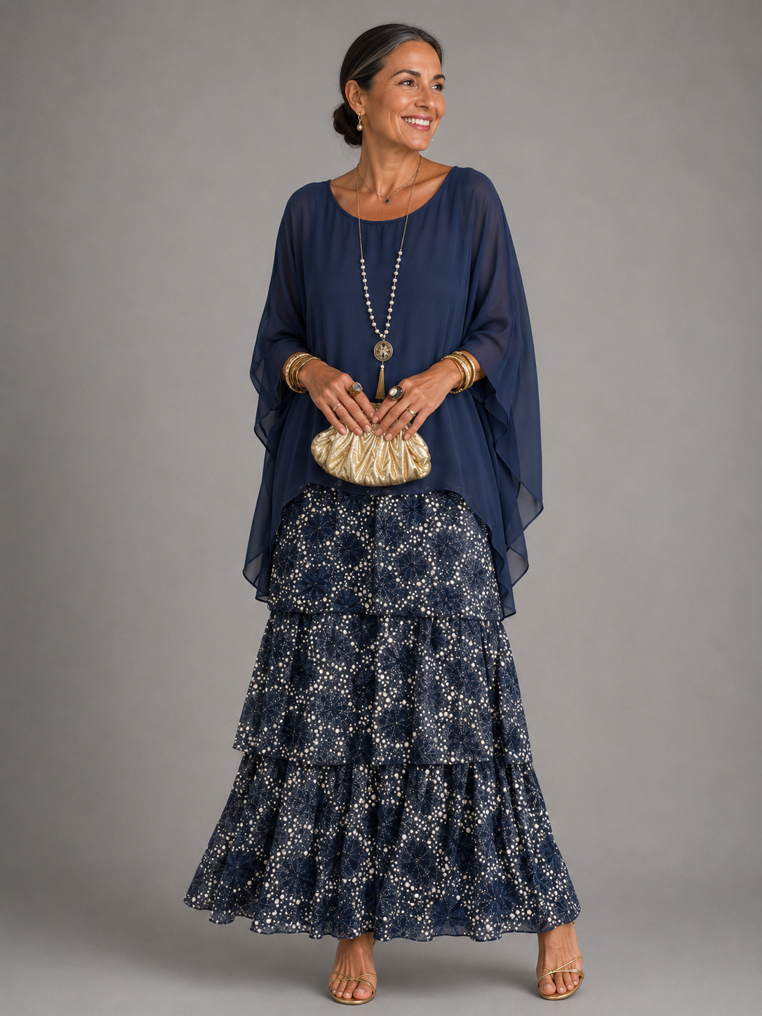 Lara | Vestido Maxi Fluido en Capas, Elegante y Cómodo