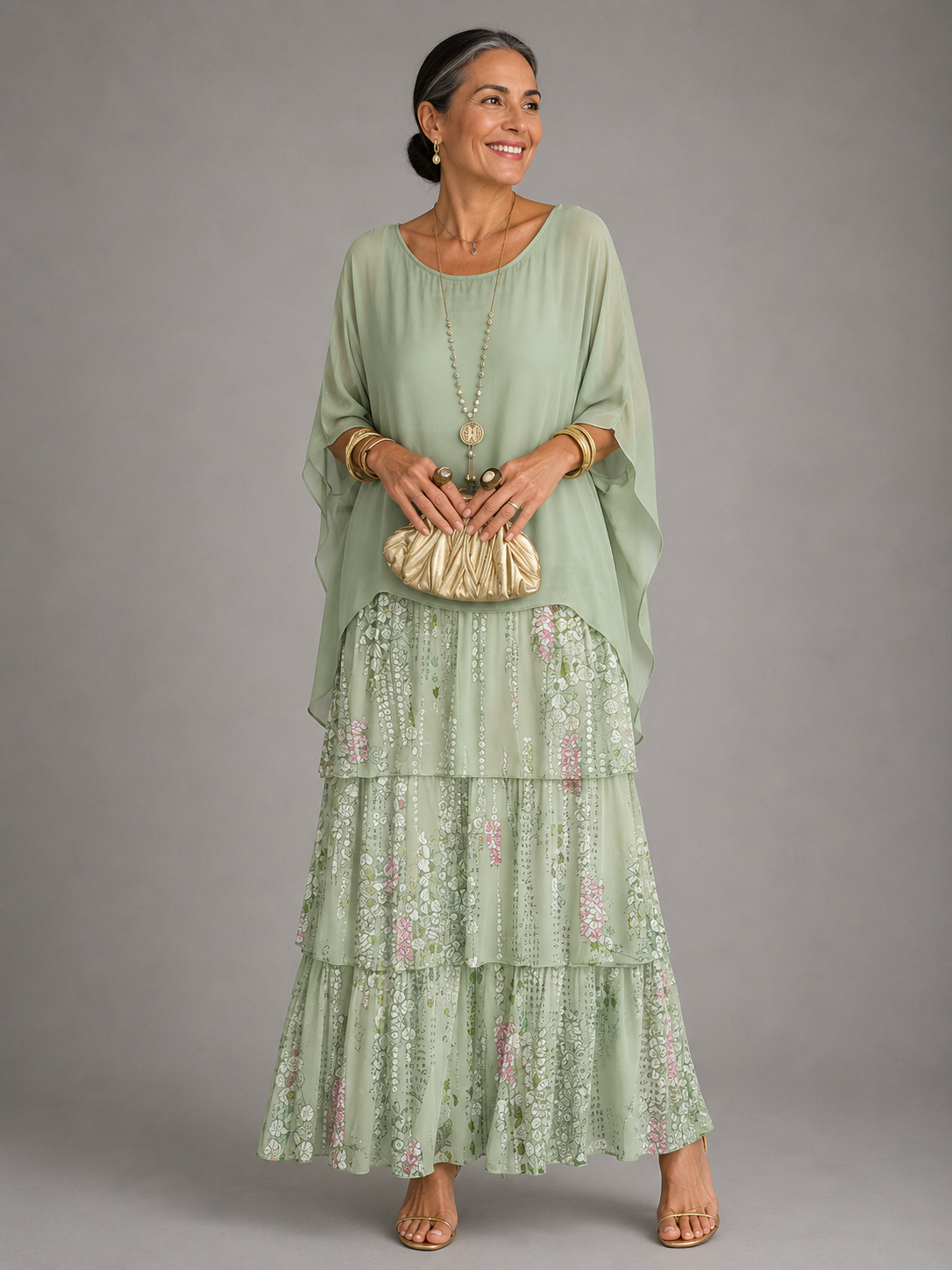 Lara | Vestido Maxi Fluido en Capas, Elegante y Cómodo