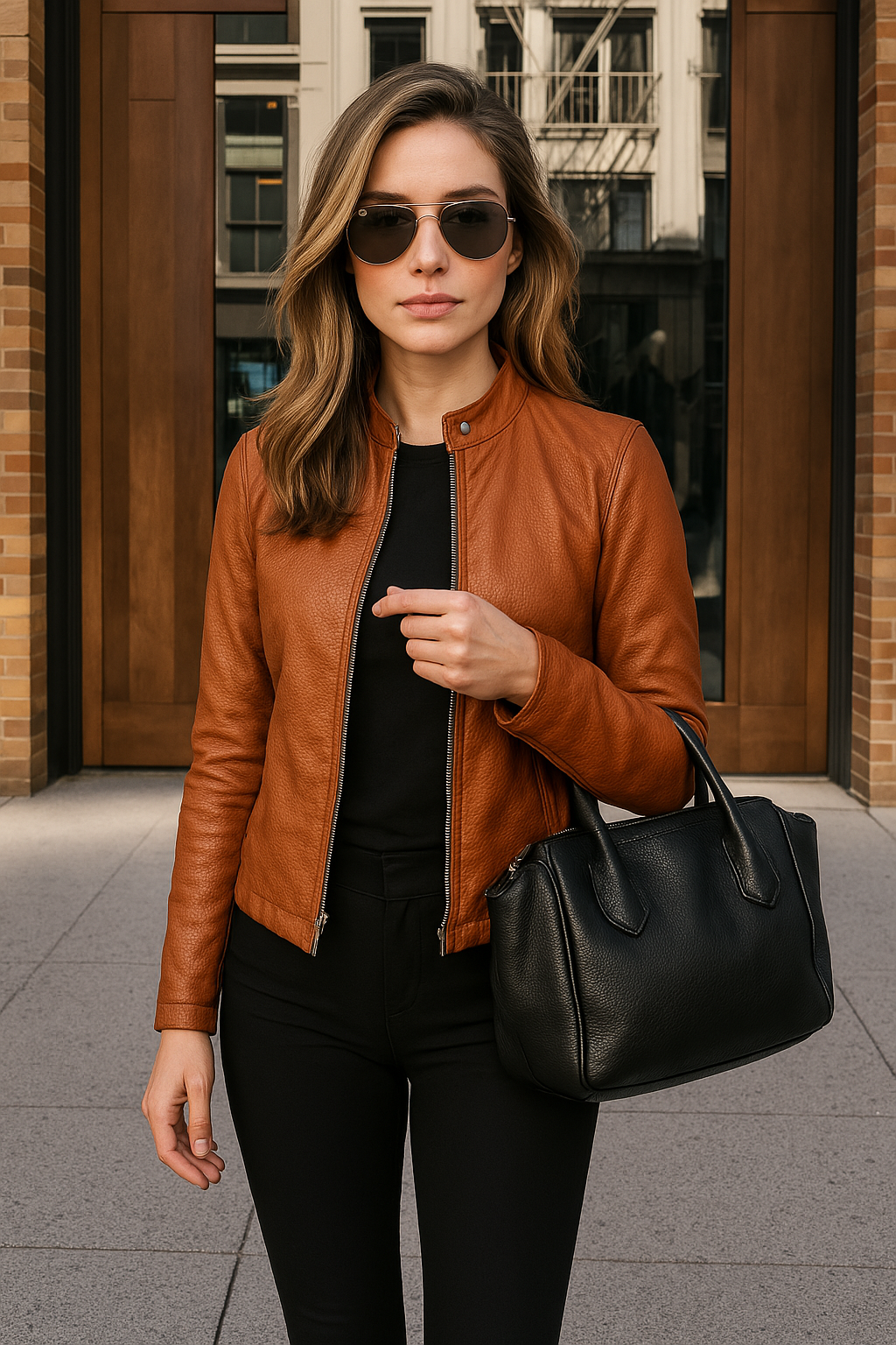 Persia | Chaqueta Biker de Piel Entallada, Atemporal