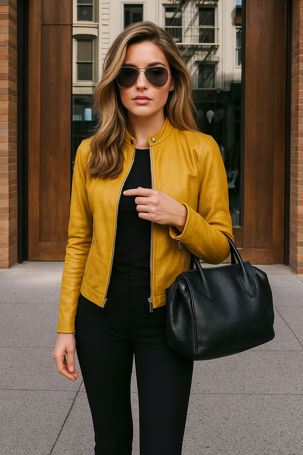 Persia | Chaqueta Biker de Piel Entallada, Atemporal