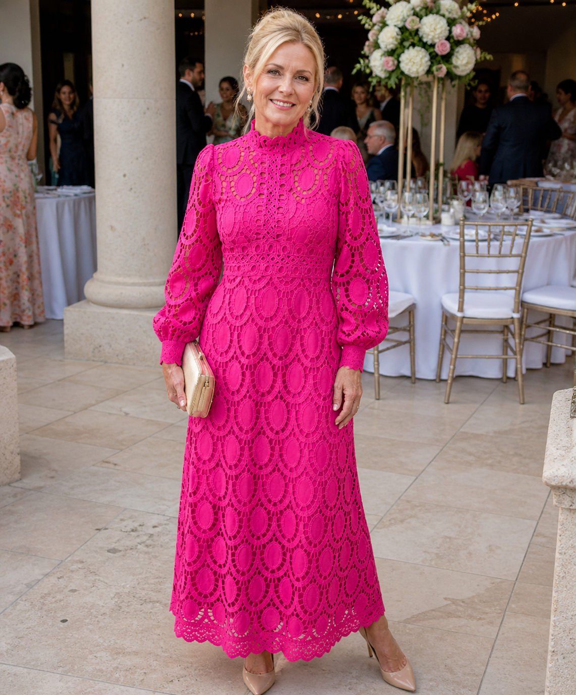 Eloah | Vestido Midi de Encaje con Manga Larga, Elegante y Femenino