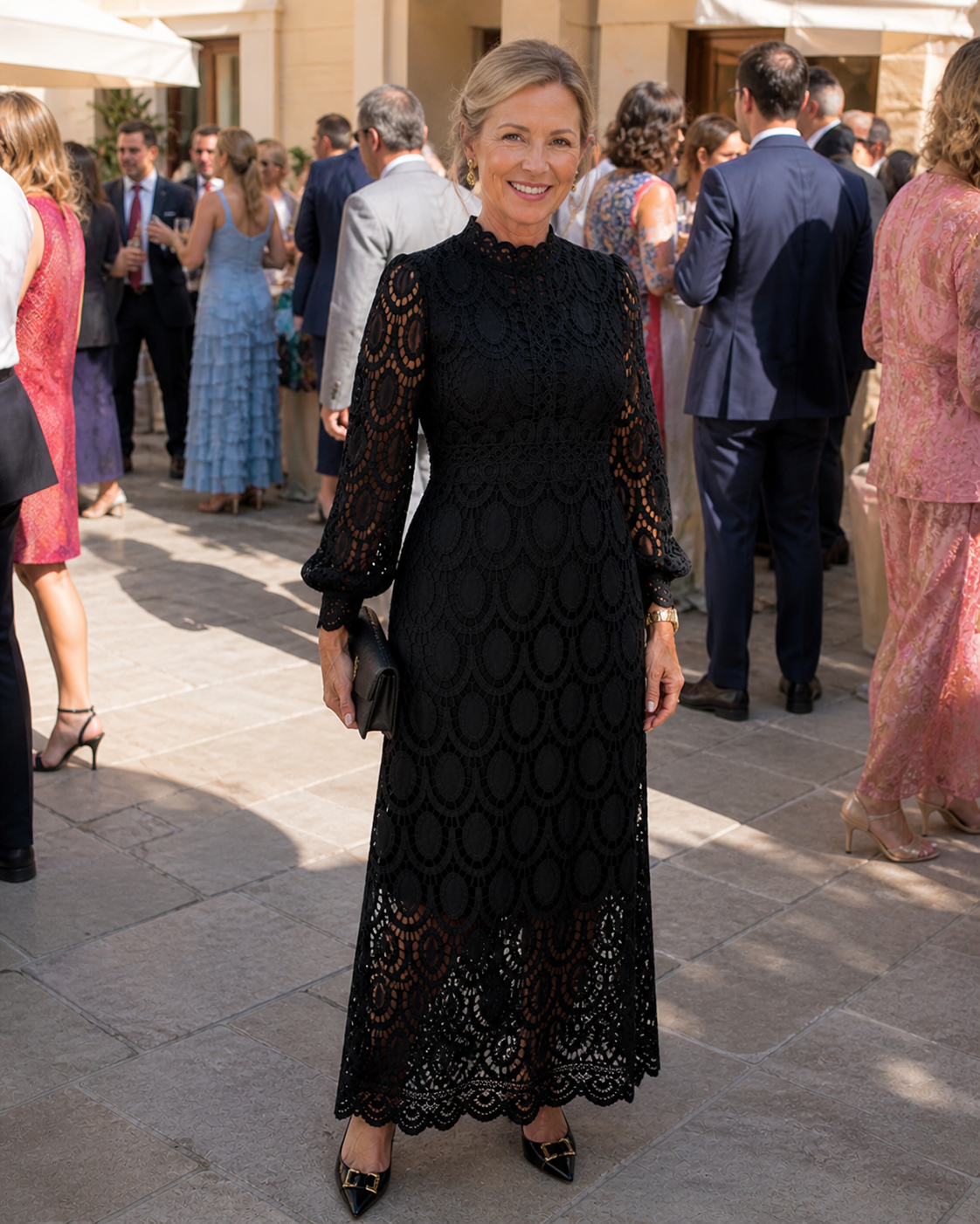 Eloah | Vestido Midi de Encaje con Manga Larga, Elegante y Femenino