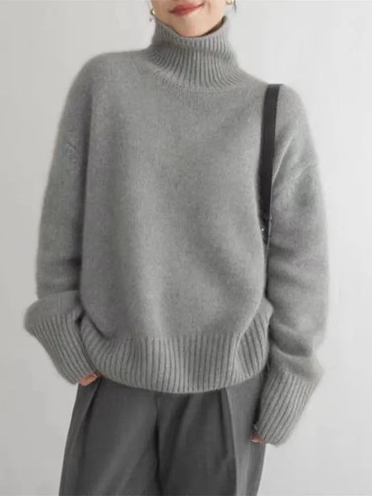 Antonia | Jersey de Cuello Alto Semientallado, Suave