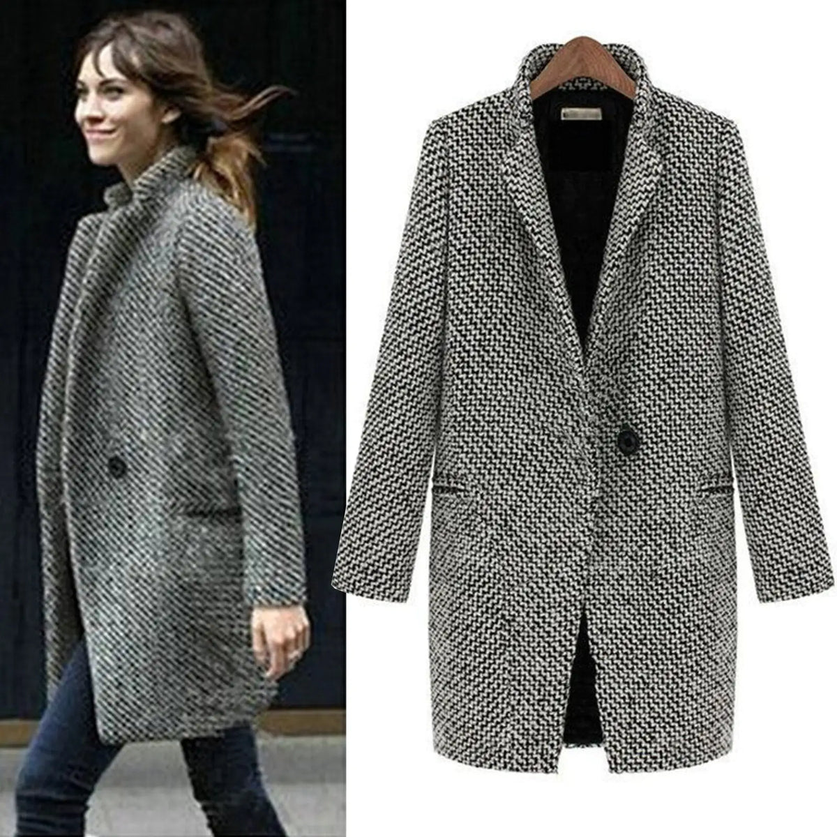 Iratxe | Abrigo Largo de Invierno con un Botón, Elegante