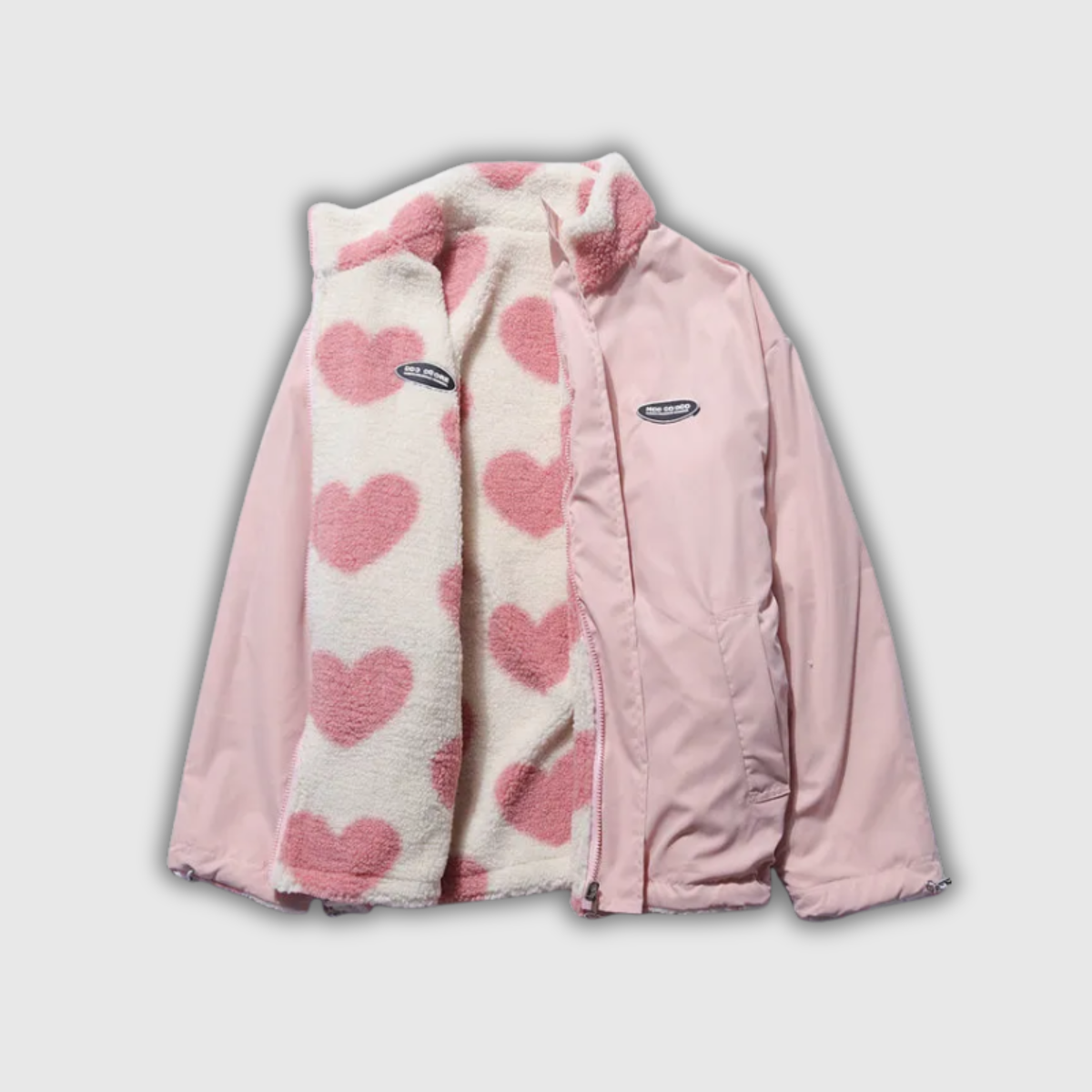 Lydia | Abrigo Acolchado Reversible con Corazones, Divertido