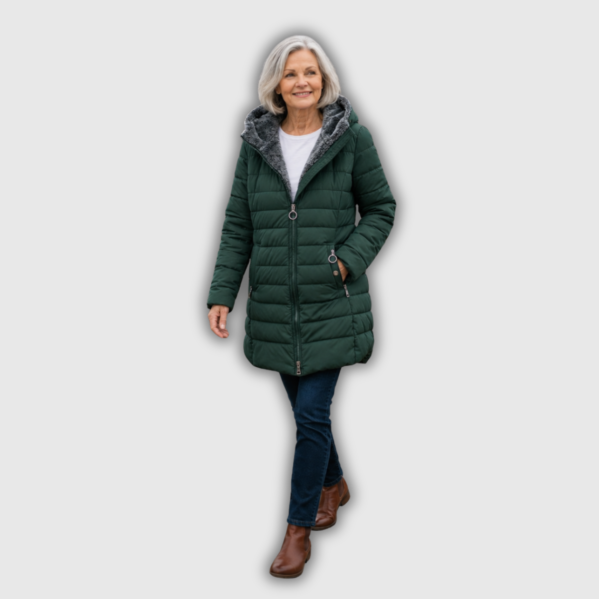 Nives | Abrigo Acolchado de Invierno Forrado de Polar, Calentito