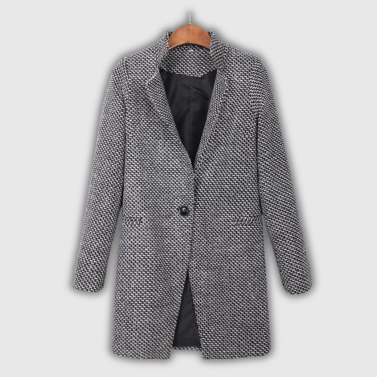 Ottavia | Abrigo de Tweed Texturizado Blanco y Negro, Elegante