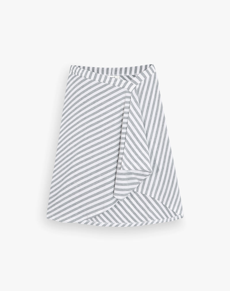Flor | Falda Midi a Rayas con Volante Lateral, Casual