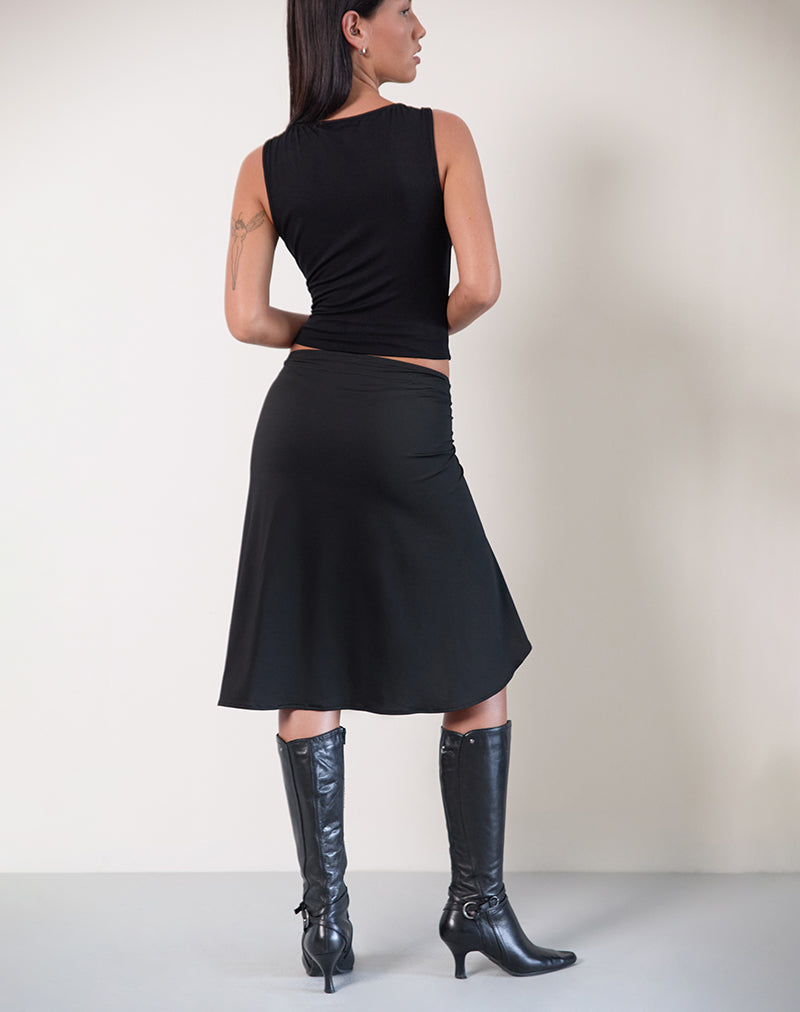 Melina | Falda Midi Cruzada con Volante en Cascada, Elegante