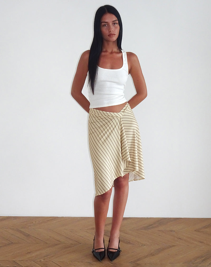 Ona | Falda Midi Cruzada con Rayas Diagonales, Alegre