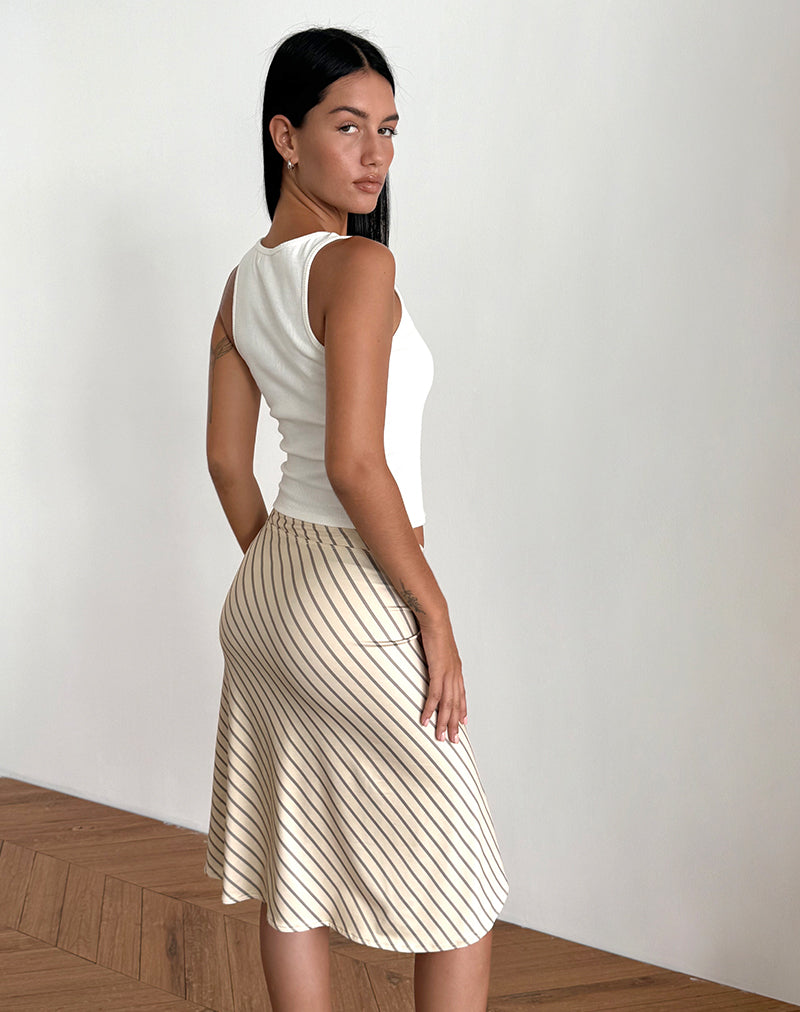 Ona | Falda Midi Cruzada con Rayas Diagonales, Alegre
