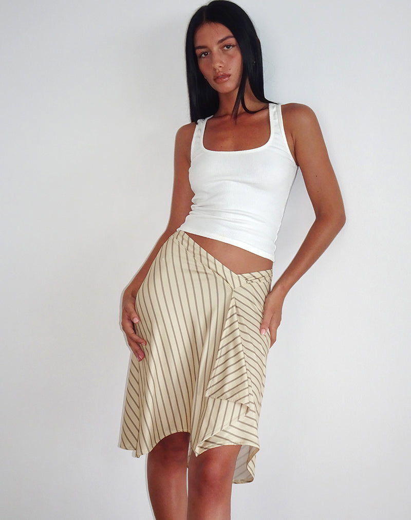 Ona | Falda Midi Cruzada con Rayas Diagonales, Alegre