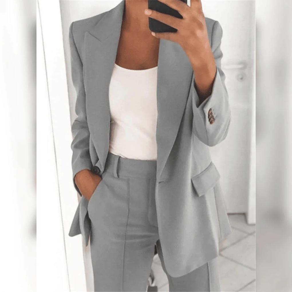 Delfina | Traje de Blazer con Solapa y Pantalón Recto, Formal