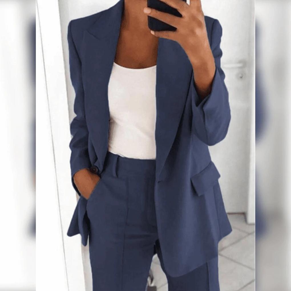 Delfina | Traje de Blazer con Solapa y Pantalón Recto, Formal