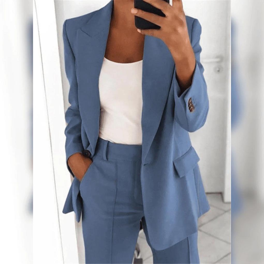 Delfina | Traje de Blazer con Solapa y Pantalón Recto, Formal
