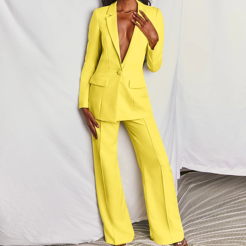 Catia | Traje de Blazer de un Botón y Pantalón Recto, Elegante