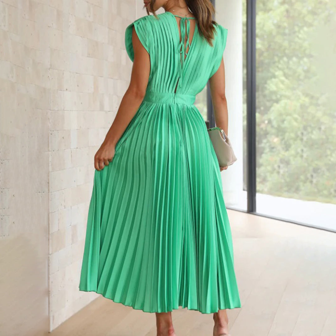 Marni | Vestido Midi Plisado con Escote en V, Elegante y Sofisticado