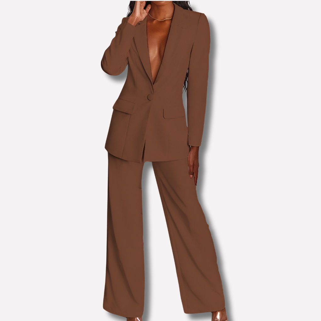 Carina | Traje de Blazer con Solapa y Pantalón Recto, Elegante