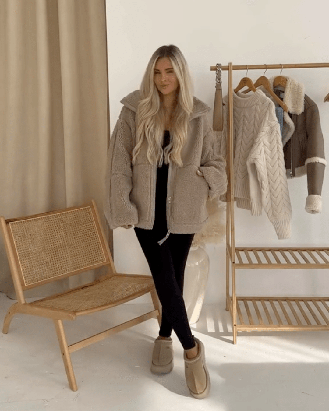 Raffaella | Chaqueta Teddy con Doble Cremallera, Acogedora