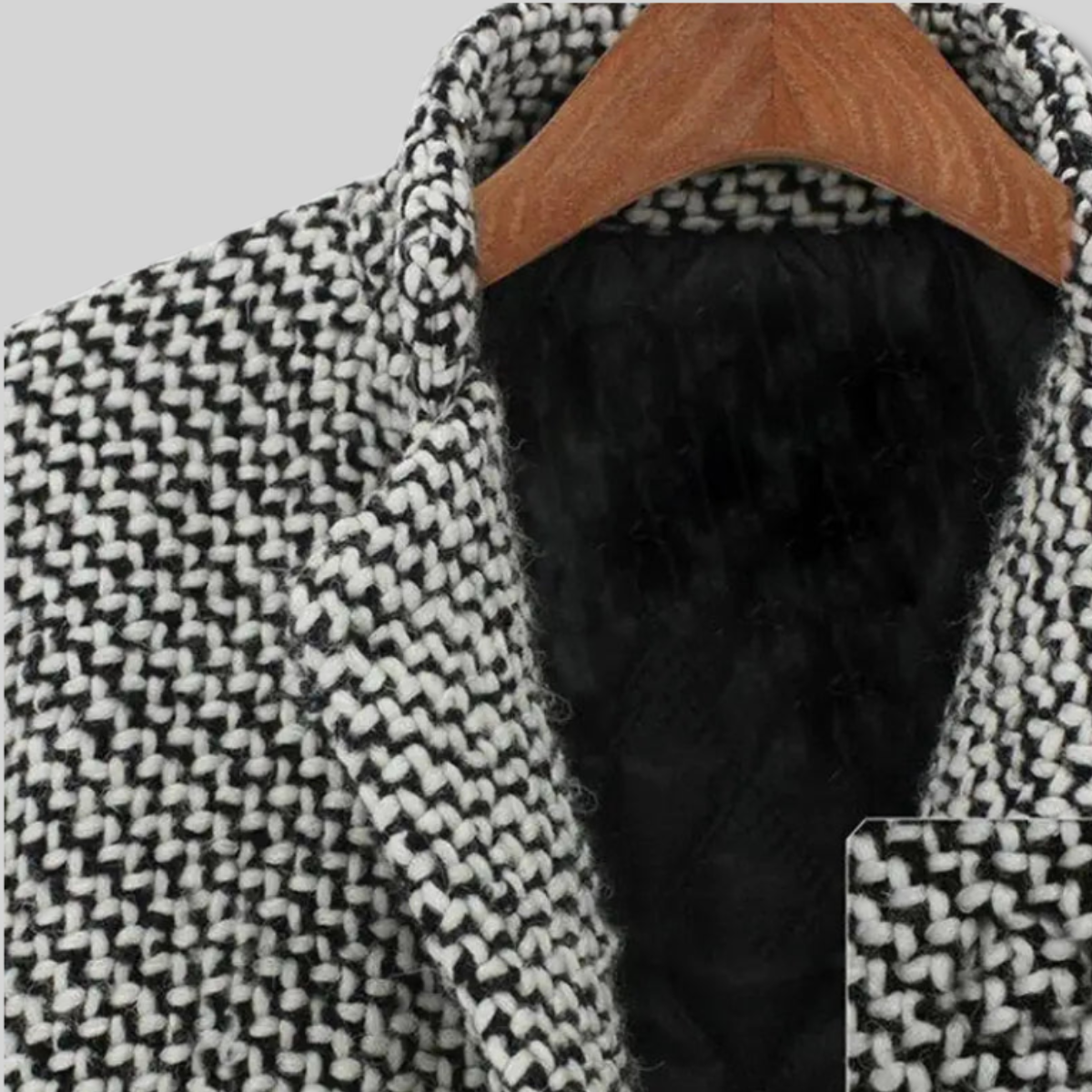 Ottavia | Abrigo de Tweed Texturizado Blanco y Negro, Elegante