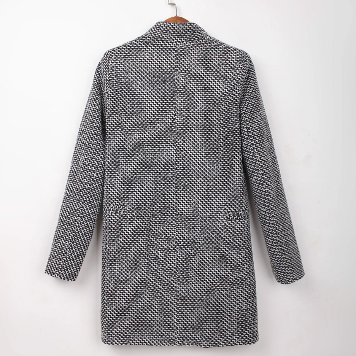 Ottavia | Abrigo de Tweed Texturizado Blanco y Negro, Elegante