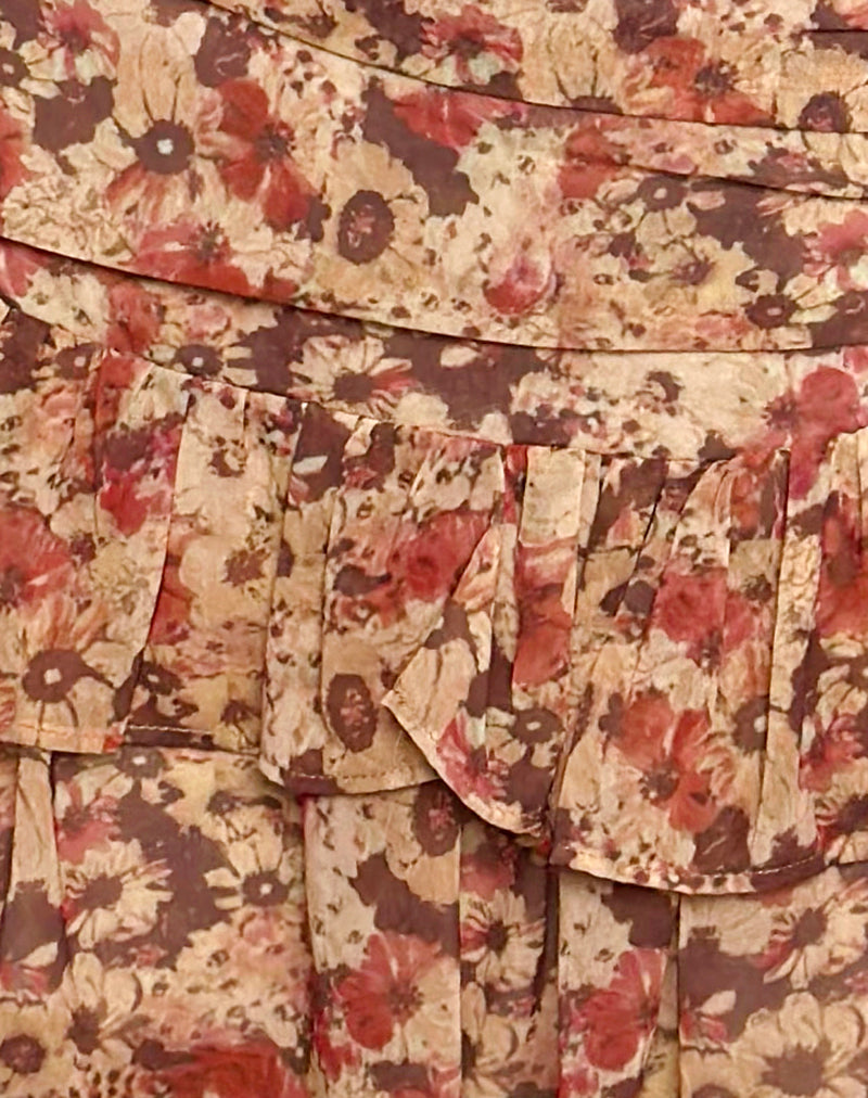 Amaya | Falda Mini de Gasa con Volantes Florales, Vintage