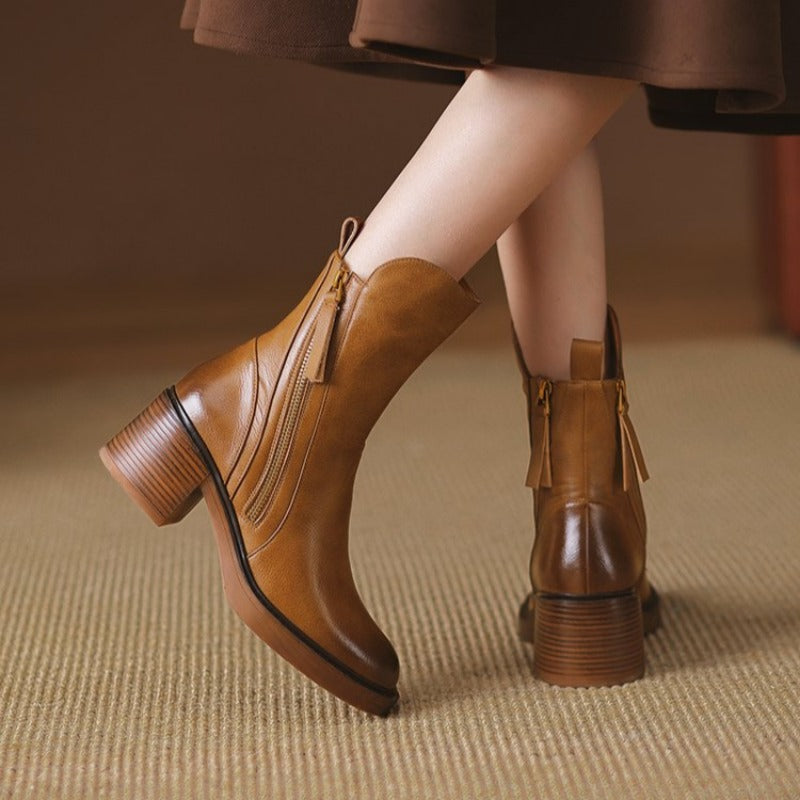 Imelda | Botines de Piel Minimalistas con Cremallera, Elegantes