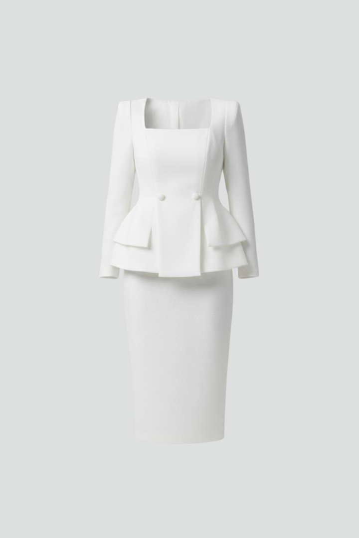 Cécile | Conjunto de Chaqueta Peplum y Falda Lápiz, Sofisticado