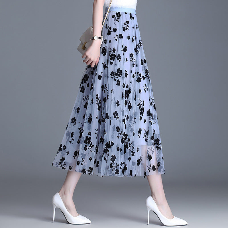 Adeline | Falda Midi de Tul con Bordado Floral, Romántica