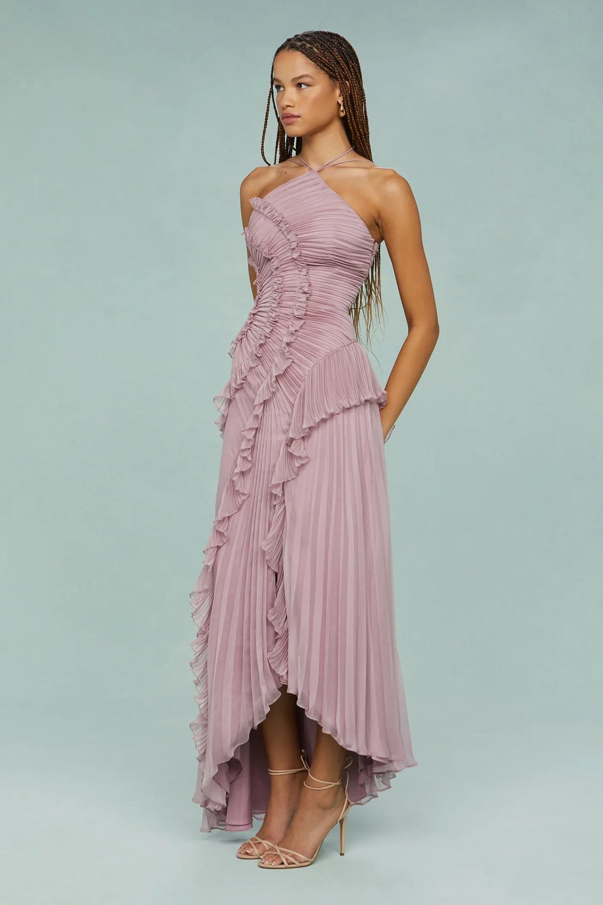 Liyana | Vestido con Volante en Espiral, Fluido y Femenino