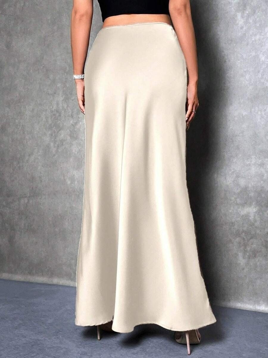 Rafaela | Falda Midi de Satén de Tiro Alto, Elegante