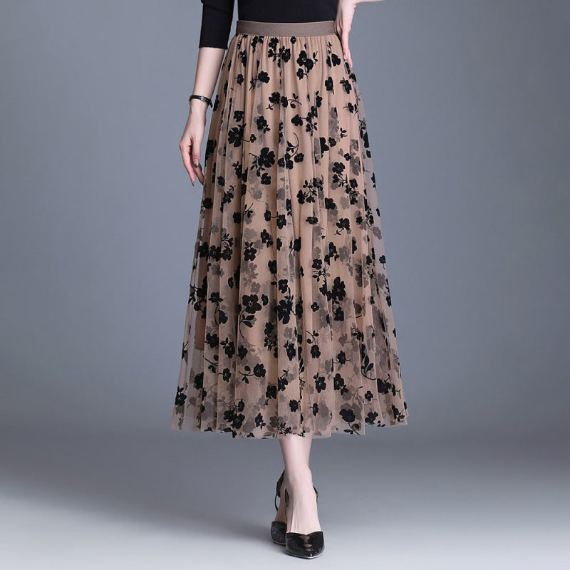 Adeline | Falda Midi de Tul con Bordado Floral, Romántica