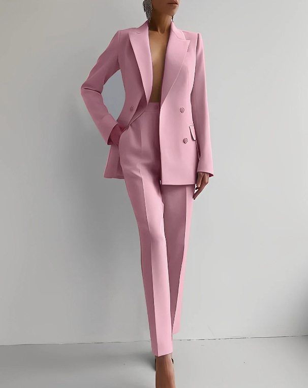 Eloïse | Traje de Blazer Cruzada y Pantalón Recto, Elegante