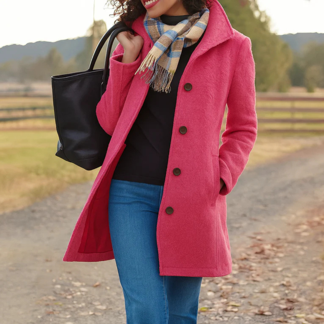 Apolline | Abrigo de Invierno Clásico con Tapeta de Botones, Elegante