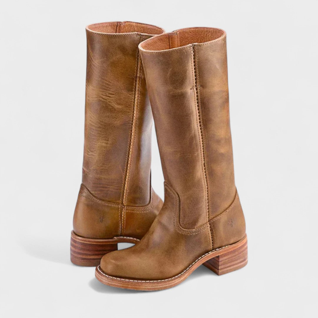Rhonda | Botas Altas de Piel Auténtica sin Cremallera, Atemporales