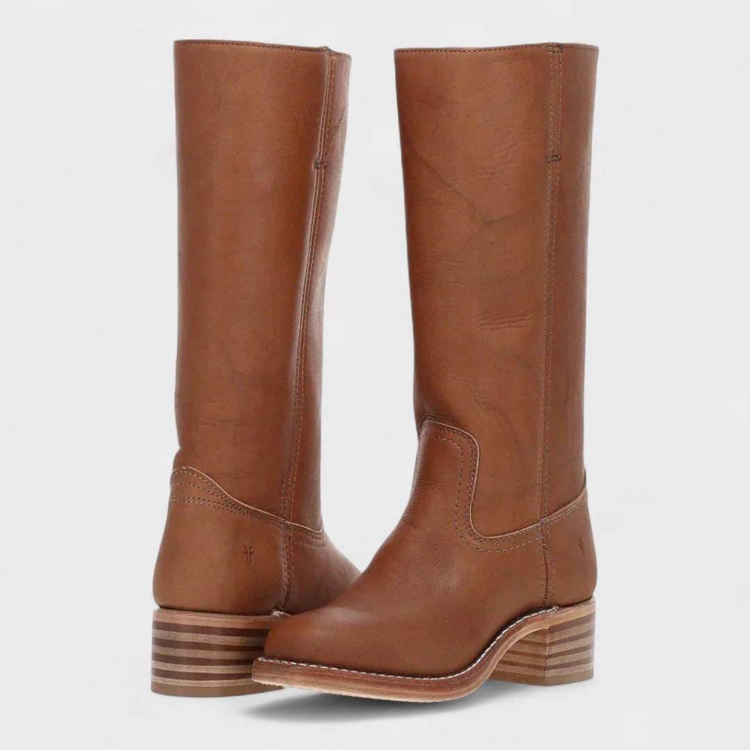 Rhonda | Botas Altas de Piel Auténtica sin Cremallera, Atemporales