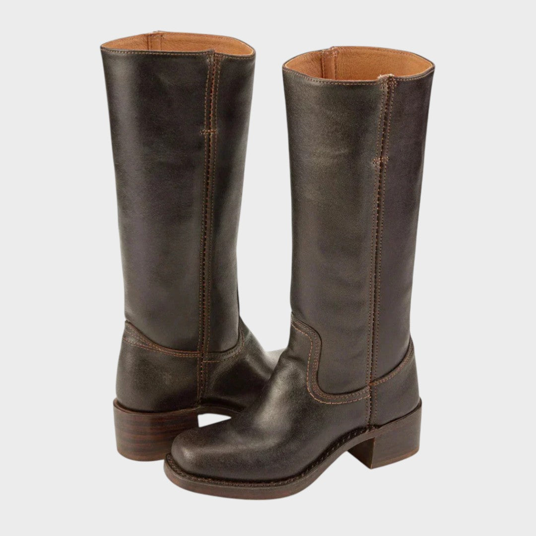 Rhonda | Botas Altas de Piel Auténtica sin Cremallera, Atemporales