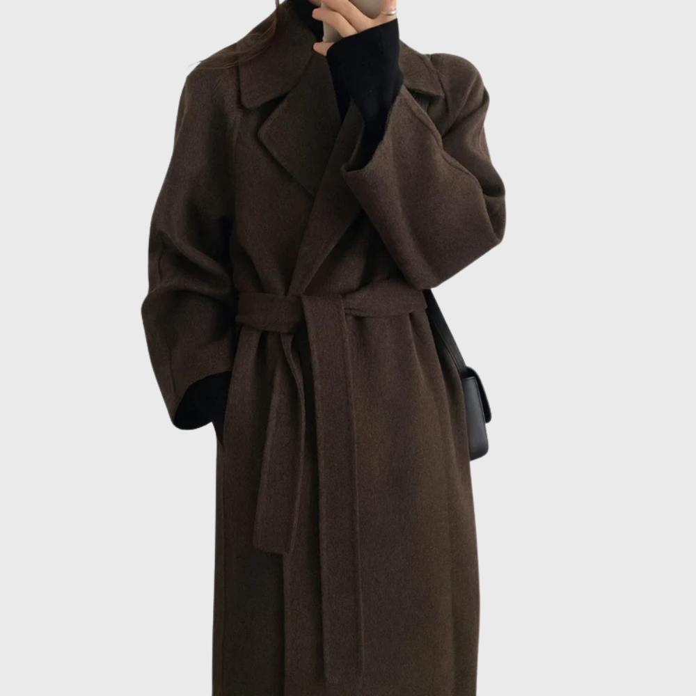 Gilda | Abrigo Largo con Cinturón y Cuello de Solapa, Elegante