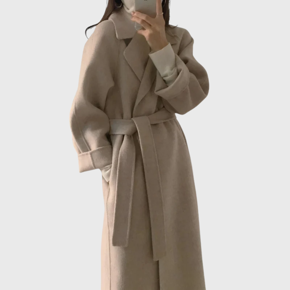 Gilda | Abrigo Largo con Cinturón y Cuello de Solapa, Elegante