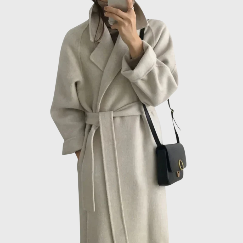 Gilda | Abrigo Largo con Cinturón y Cuello de Solapa, Elegante