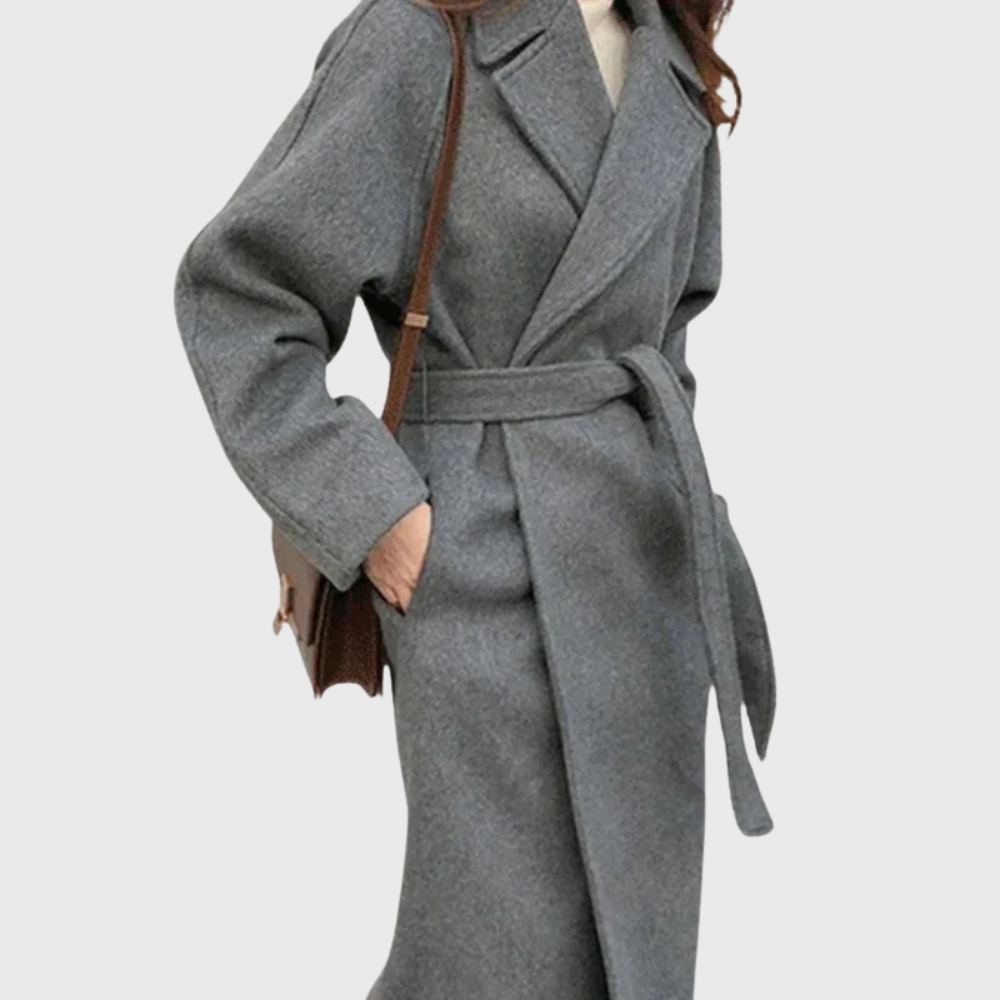 Gilda | Abrigo Largo con Cinturón y Cuello de Solapa, Elegante