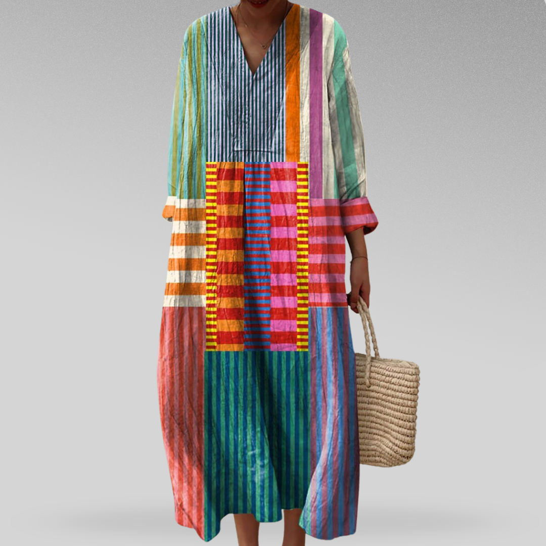Lia | Vestido con Estampado Geométrico, Elegante y Moderno