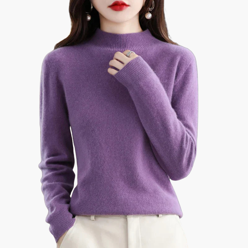 Mirella | Jersey de Cuello Alto de Manga Larga, Atemporal