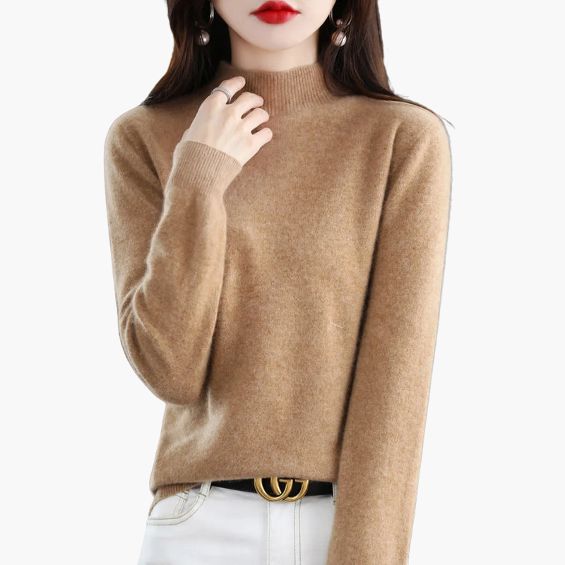 Mirella | Jersey de Cuello Alto de Manga Larga, Atemporal