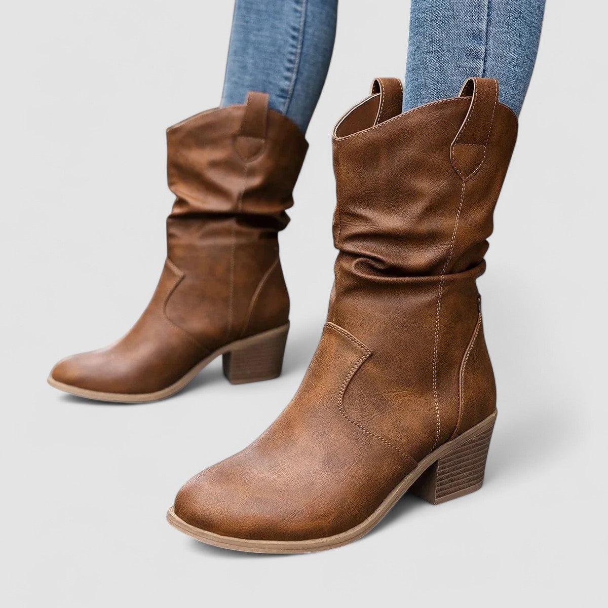 Vivian | Botas Ortopédicas de Piel con Tacón Ancho, Elegantes