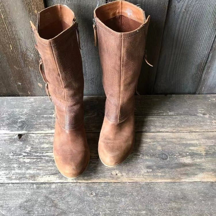 Gioia | Botas de Piel Auténtica a Media Pierna con Cremallera, Otoñales