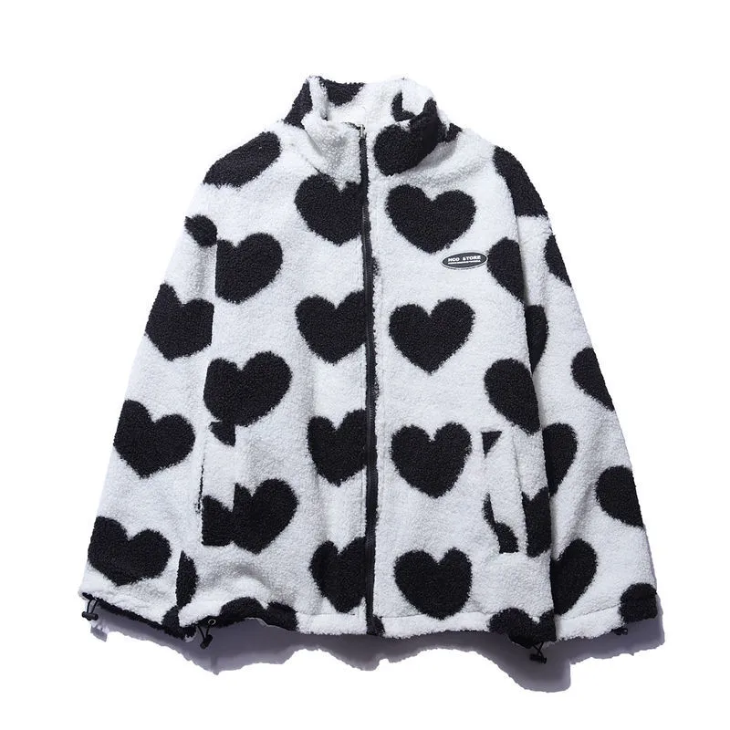 Lydia | Abrigo Acolchado Reversible con Corazones, Divertido