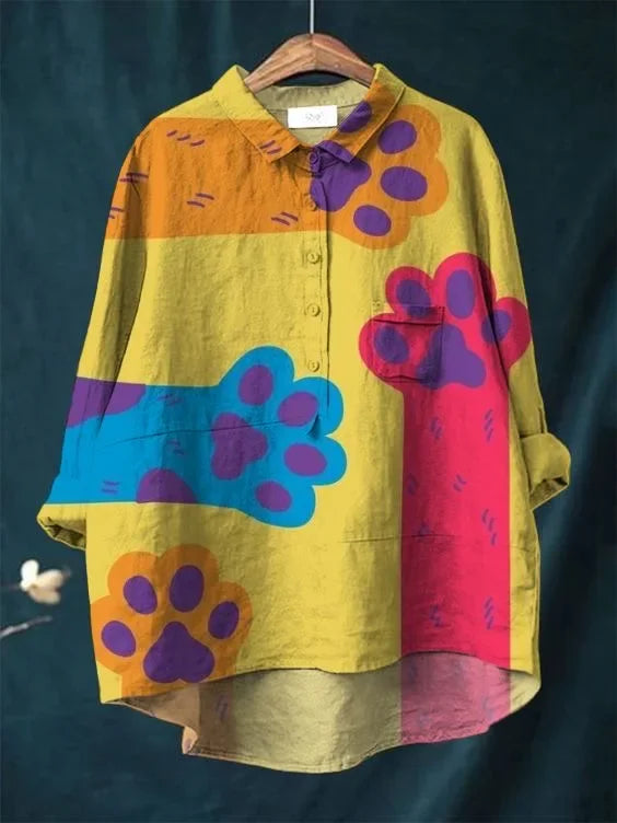 Úrsula | Camisa con Estampado Artístico de Gatos, Original