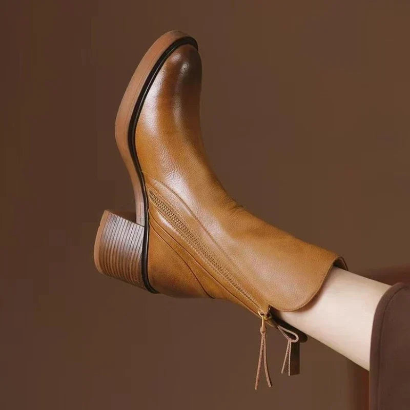 Imelda | Botines de Piel Minimalistas con Cremallera, Elegantes